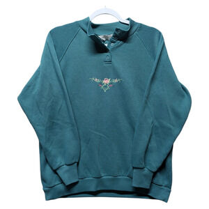 90s Rose Embroidered Granny Crewneck Sweatshirt